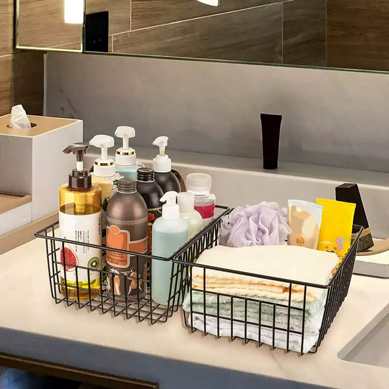 paniers de rangement en fil métallique