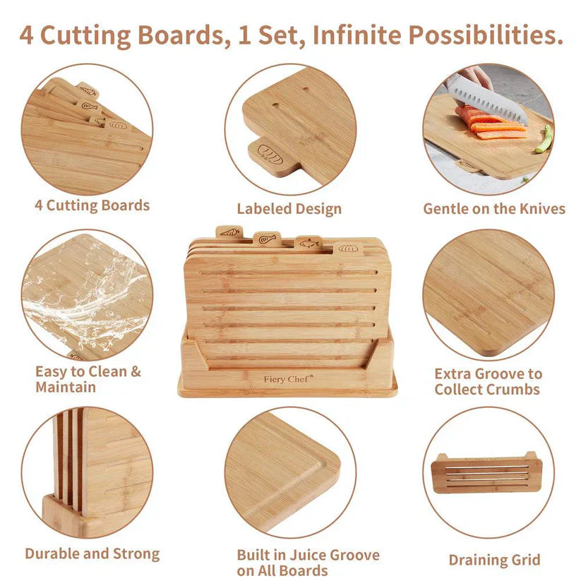 Set de Planches à Découper avec Icônes Alimentaires