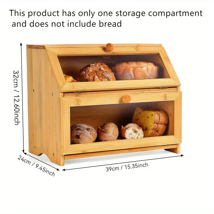 Boîte à pain à deux compartiments en bambou