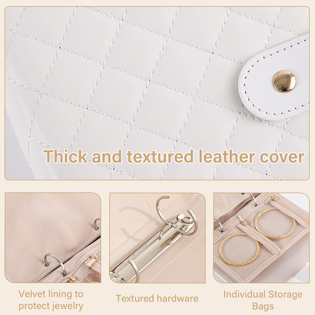 Organisateur de bijoux de voyage – Étui matelassé avec pochettes zippées amovibles