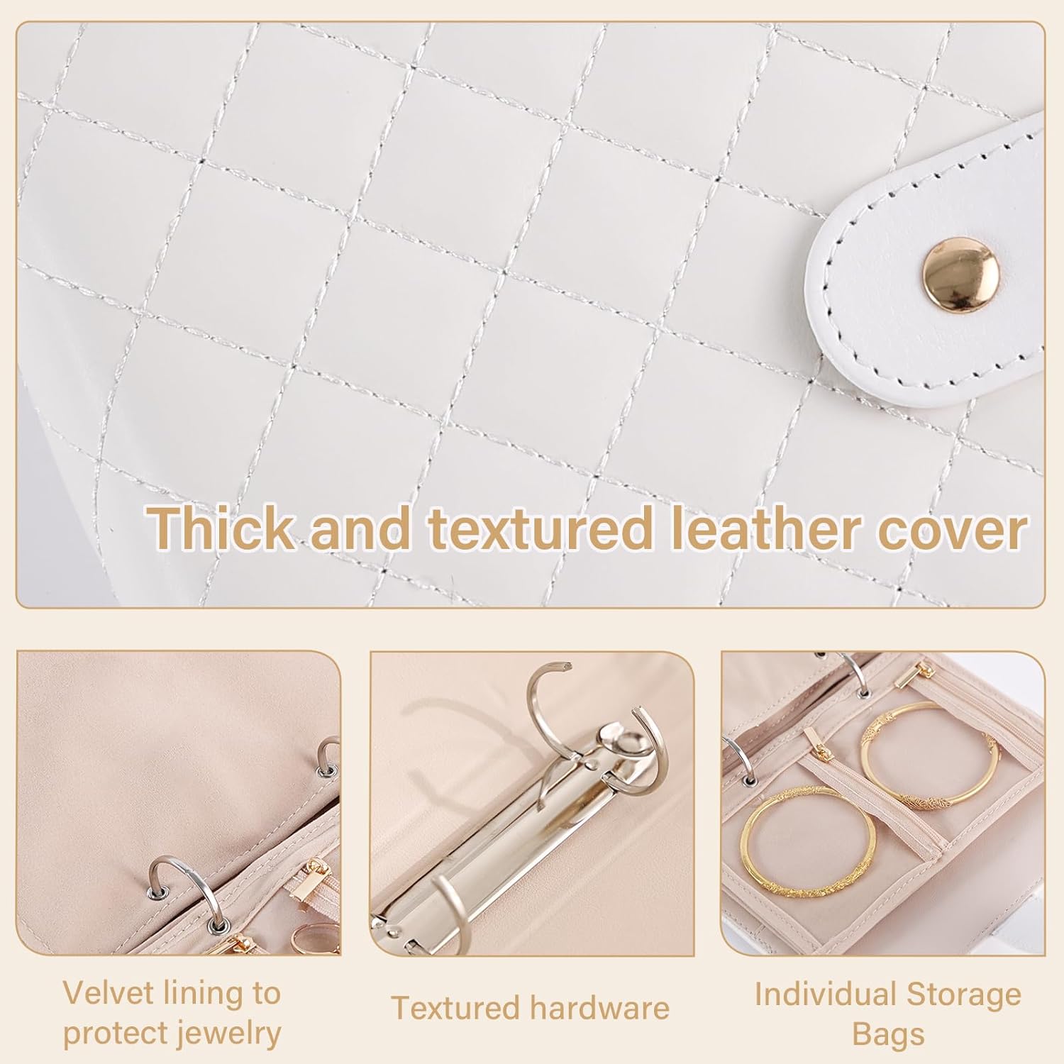 Organisateur de bijoux de voyage – Étui matelassé avec pochettes zippées amovibles