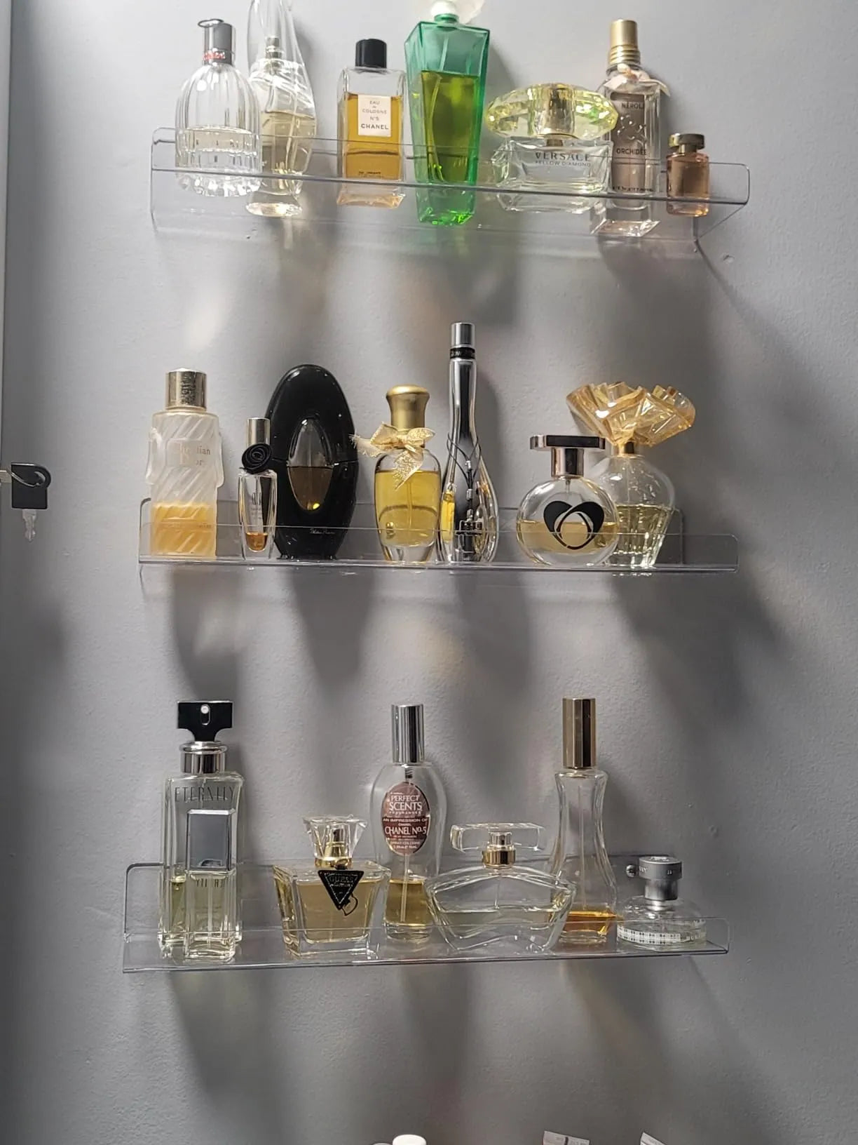 étagères murales en acrylique sans perçage avec 10 crochets adhésifs