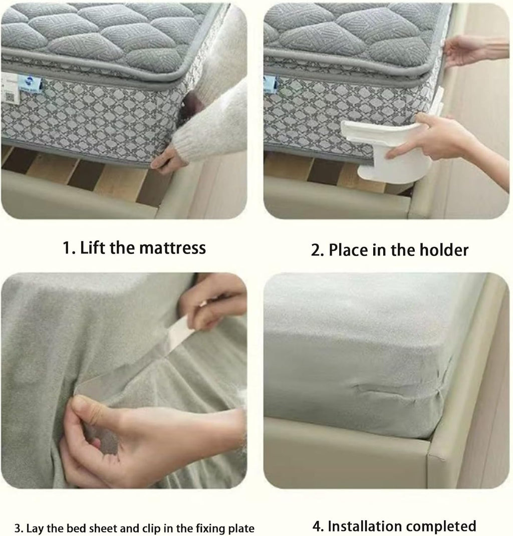 Lot de 4 supports de draps à verrouillage pour coins