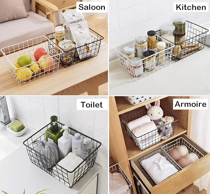 paniers de rangement en fil métallique