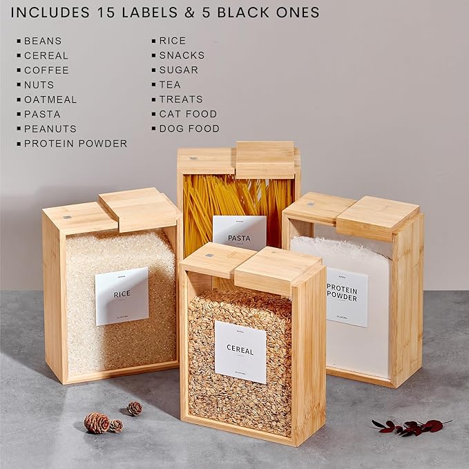 Récipient de stockage alimentaire en bambou transparent de 2 000 ml