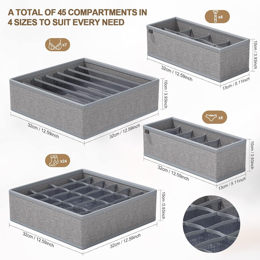 Organisateur de tiroir de sous-vêtements 4 pièces