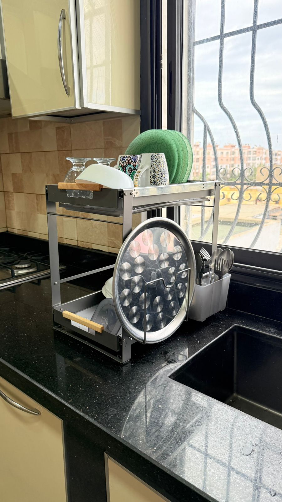 Égouttoir de cuisine multifonction 2 niveaux