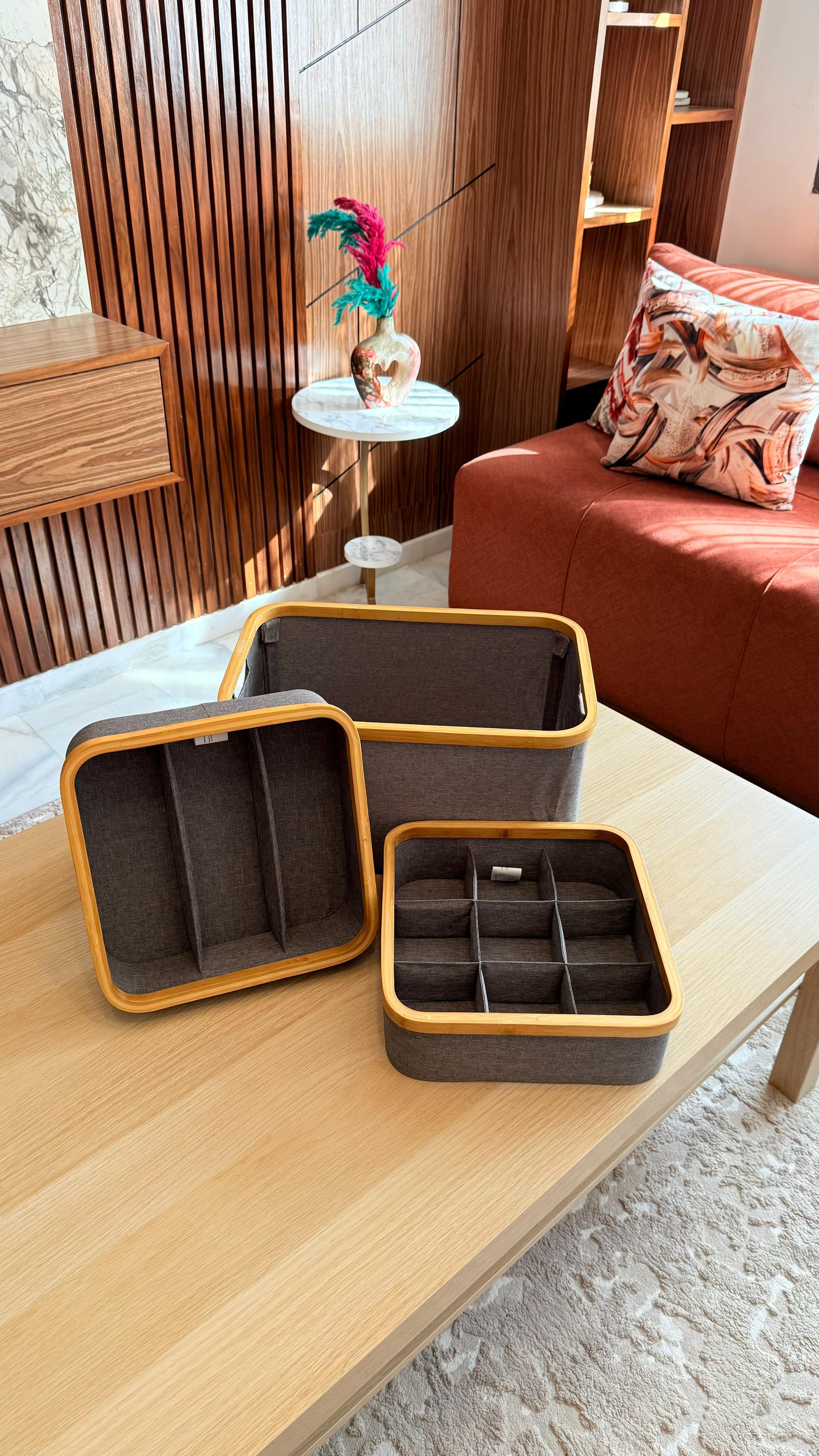 SET 3 pièces de rangement à Cadre en Bambou