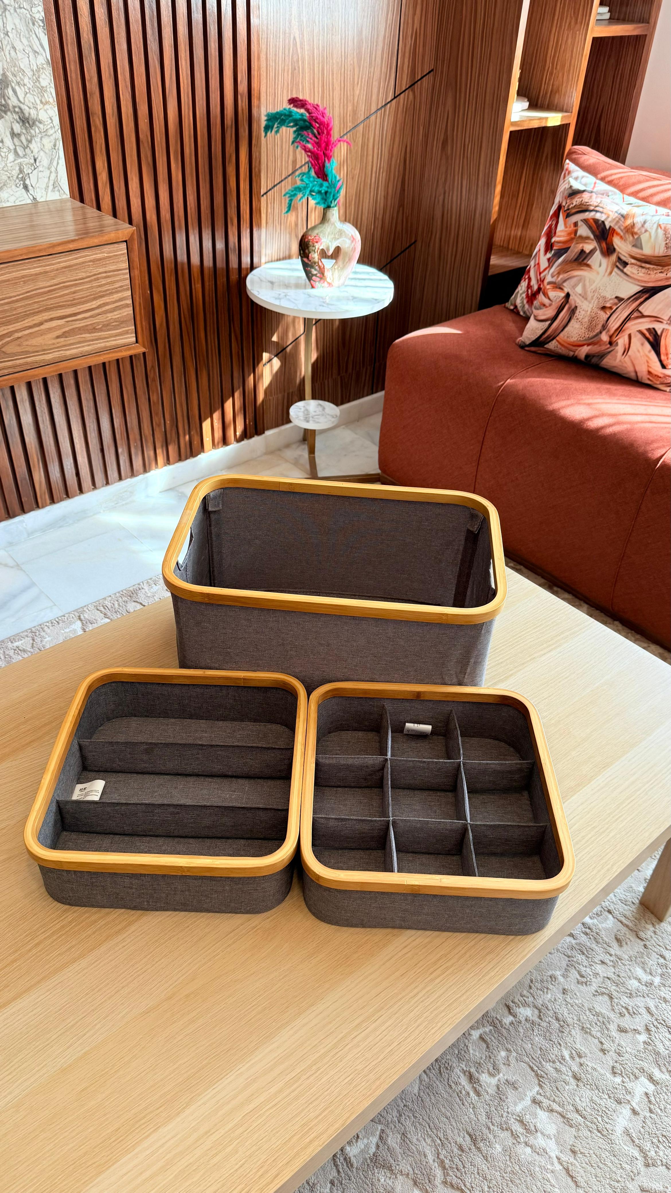 SET 3 pièces de rangement à Cadre en Bambou