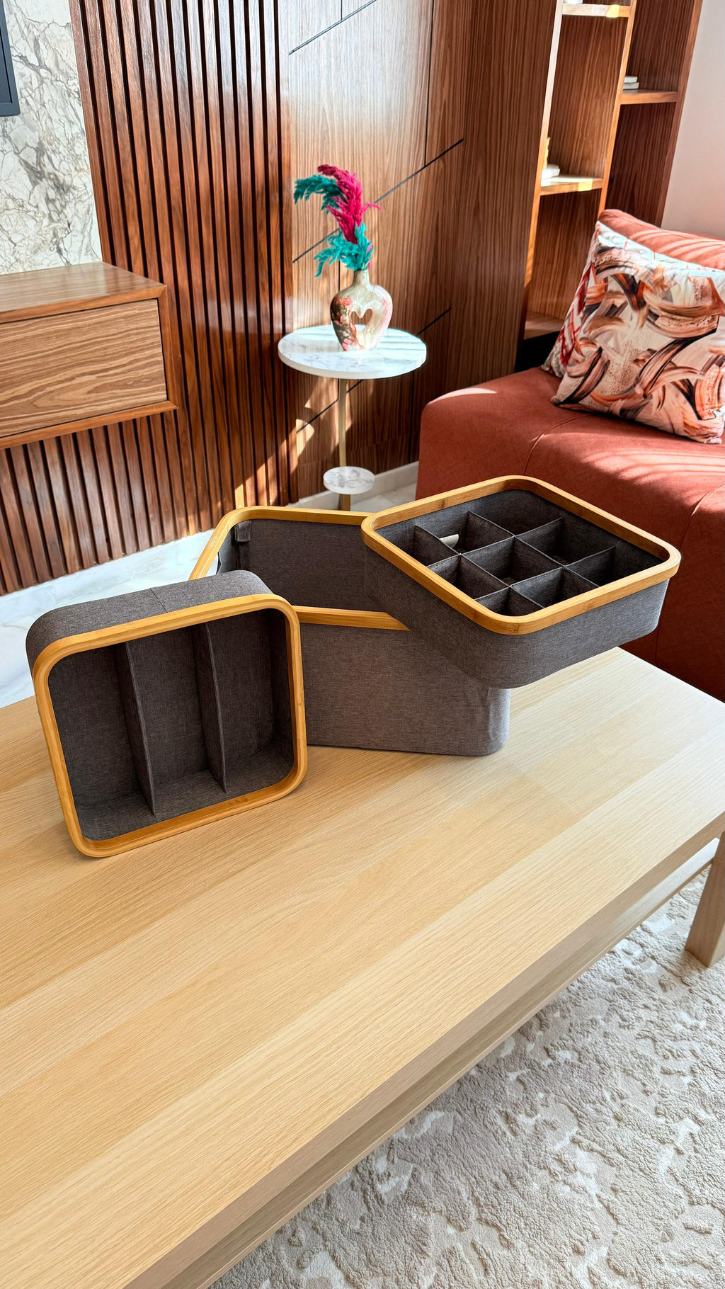 SET 3 pièces de rangement à Cadre en Bambou