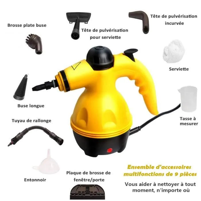 Nettoyeur Vapeur Portable Polyvalent avec 9 Accessoires