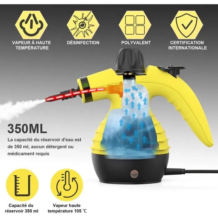 Nettoyeur Vapeur Portable Polyvalent avec 9 Accessoires