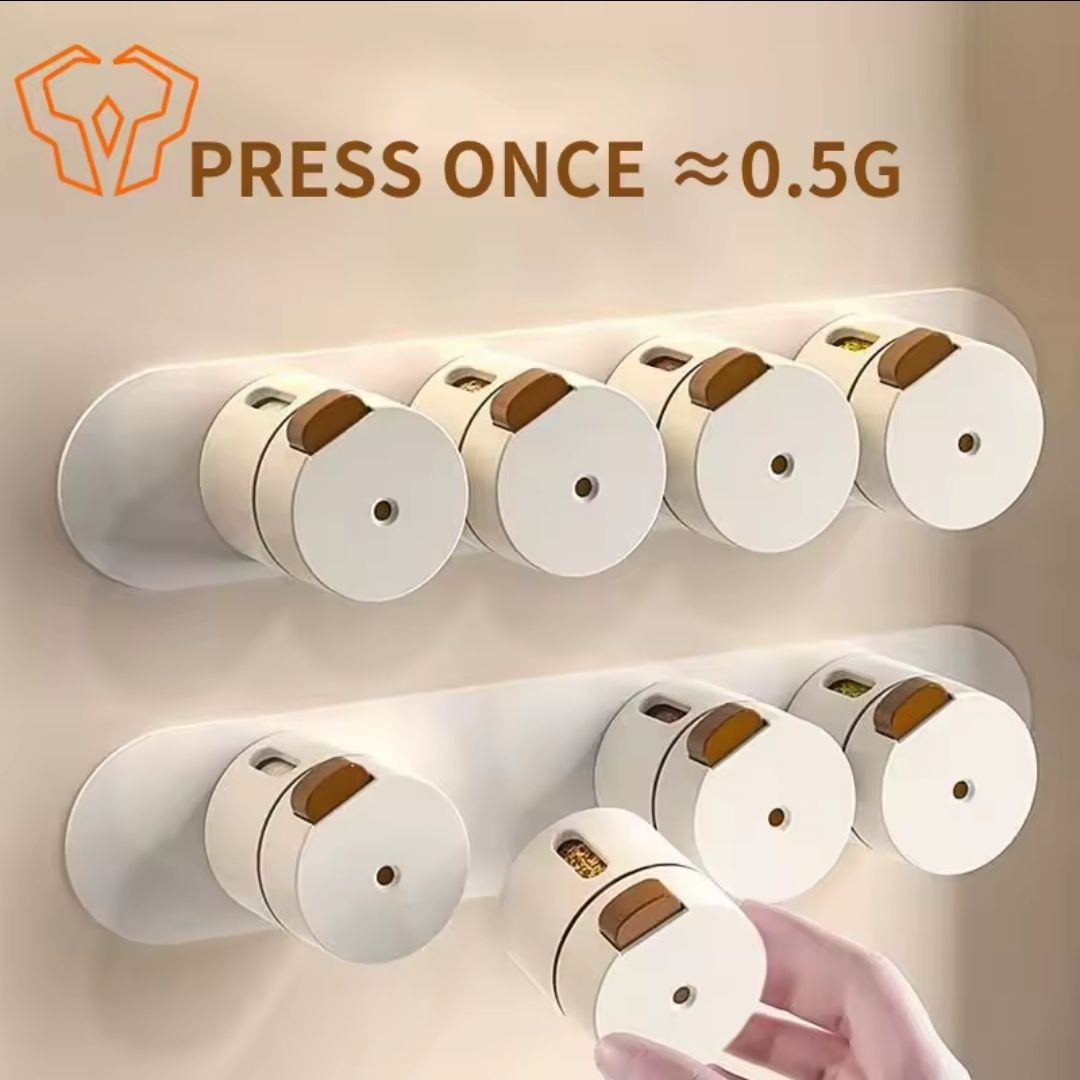 Set de 6 pots à épices magnétiques – Support mural adhésif inclus