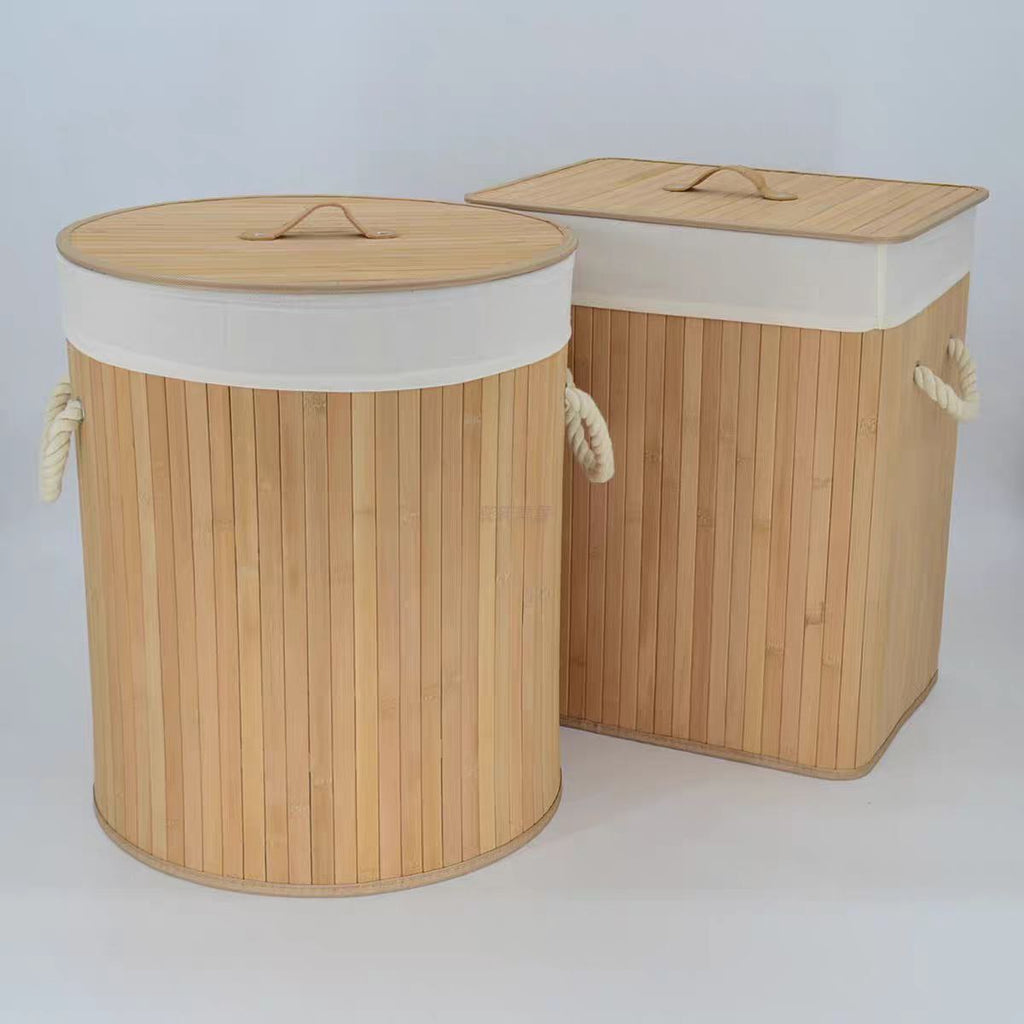Panier à Linge en Bambou avec Couvercle