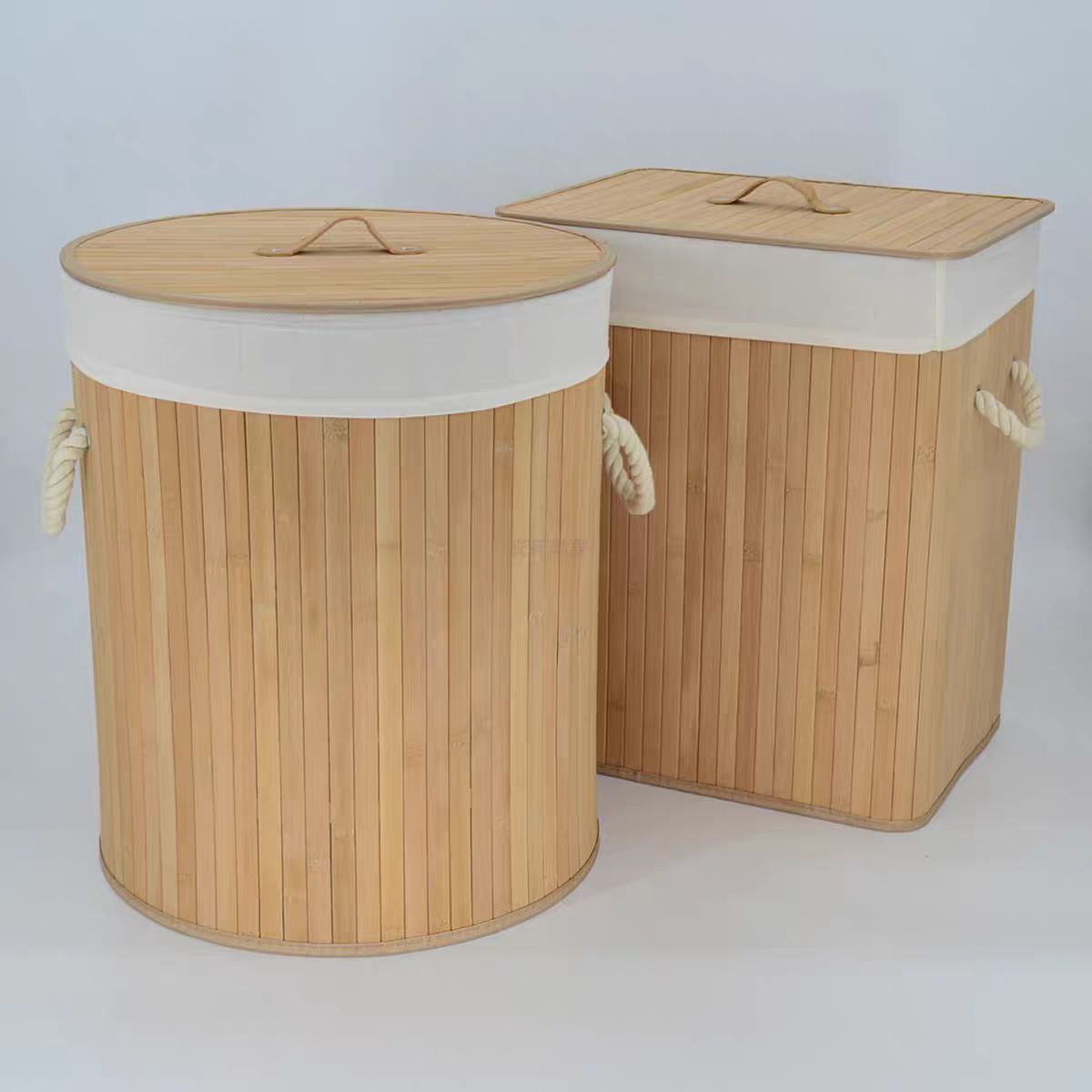 Panier à Linge en Bambou avec Couvercle